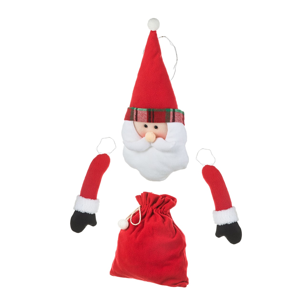 Glitzhome® 20" Jumbo Christmas Fabric Santa Ornament Set